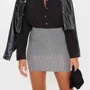 Dogtooth Check Print Mini Skirt
